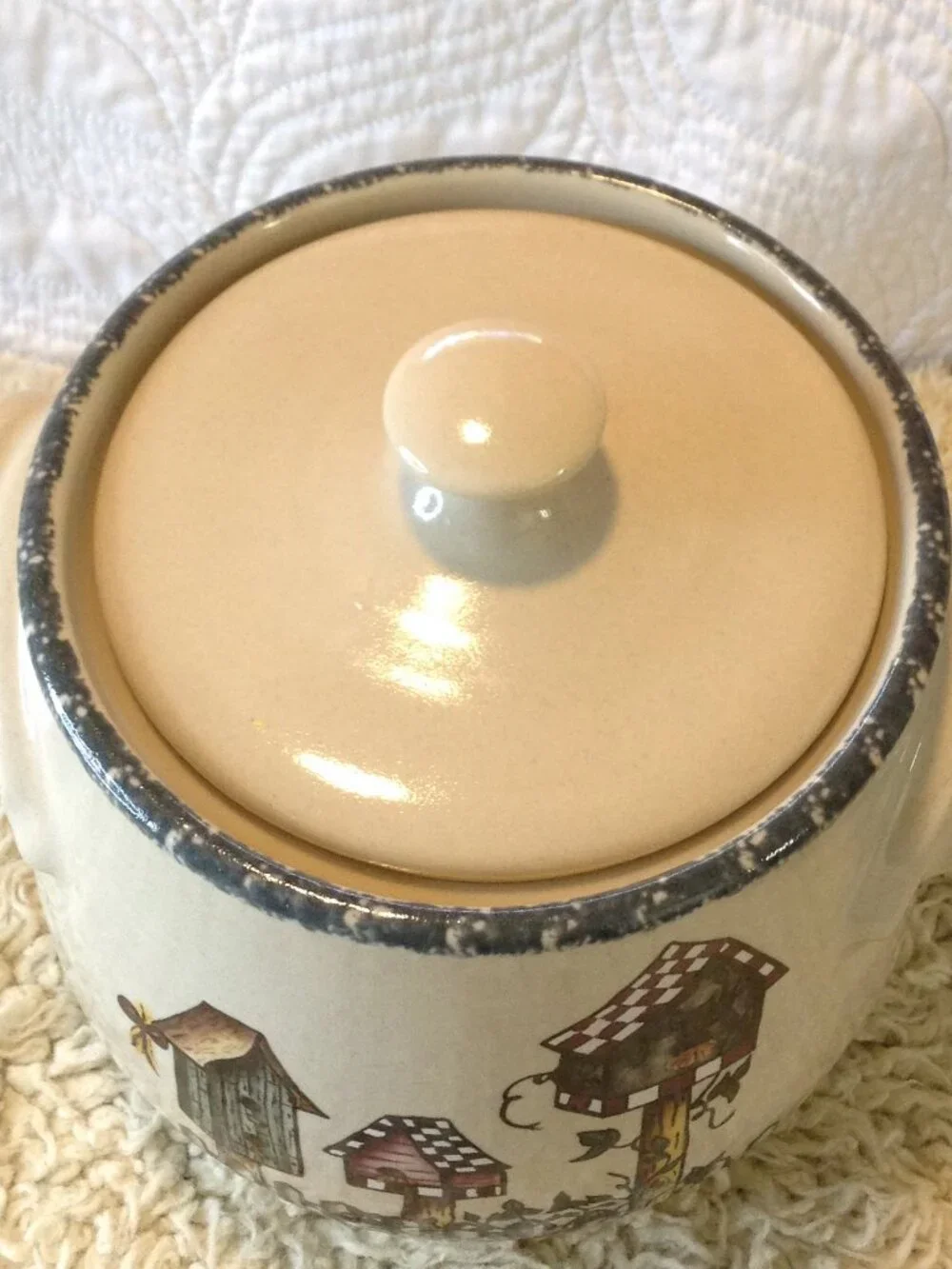 VTG 2000 Home & Garden Party Stoneware Pottery Birdhouse Jar Cabincore Cookies